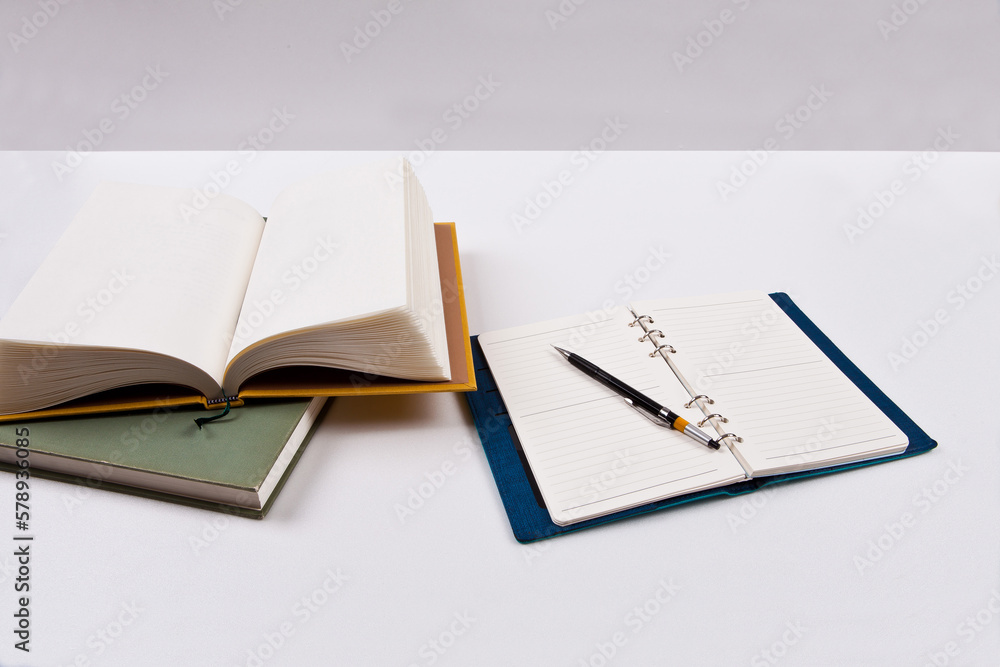 Books and laptops on a white background. Books and laptops on a white background.