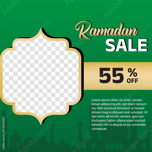 Ramadan sale label badge banner design background 55% off
