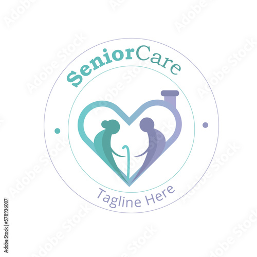 Colorful logo vector illustration for Senior's care. care for old age peoples icon with dummy text on white background.