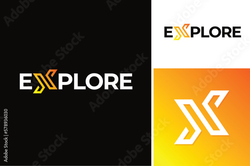Strong Letter X for eXplore eXport eXtreme eXpert word mark lettering typography logo design