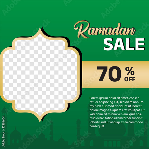 Ramadan sale label badge banner design background 70% off