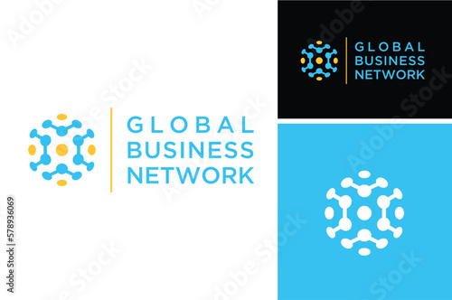 Circular Dots Link with Globe for Global Network Link Connection Modern Logo Design