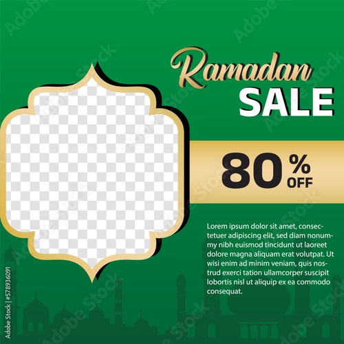 Ramadan sale label badge banner design background 80% off