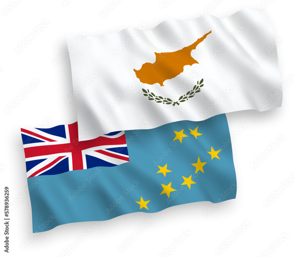 Flags of Cyprus and Tuvalu on a white background Flags of Cyprus and Tuvalu on a white background