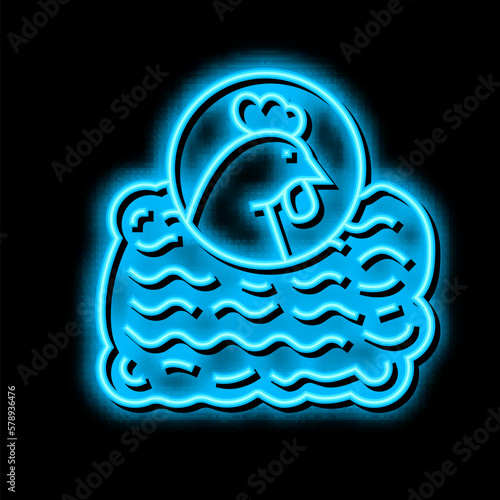 ground chicken neon glow icon illustration