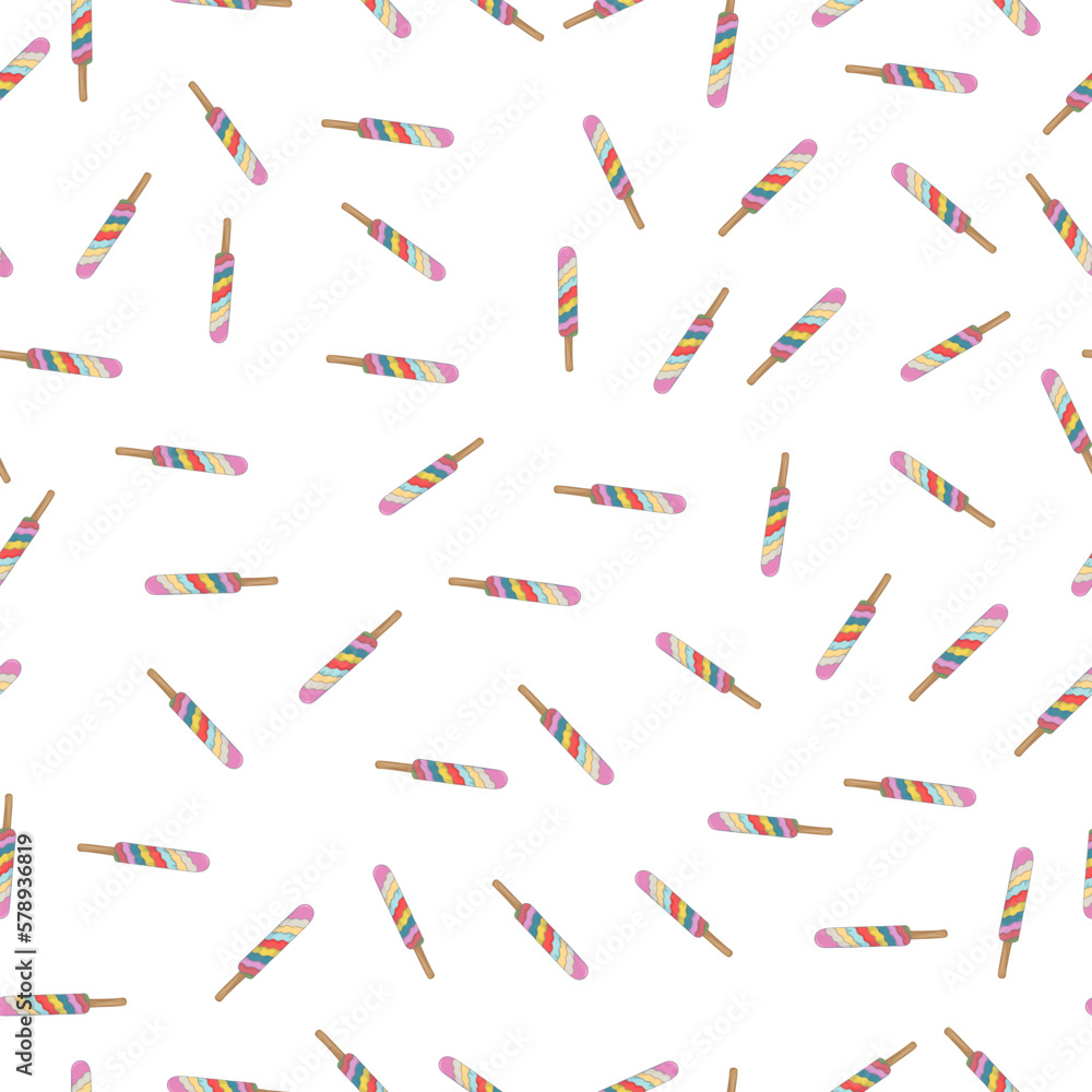 Hand-drawn Cute seamless pattern with fruit ice cream. Can be used for wrapping paper, gift wrapping, textiles, etc. Hand-drawn Cute seamless pattern with fruit ice cream. Can be used for wrapping paper, gift wrapping, textiles, etc.