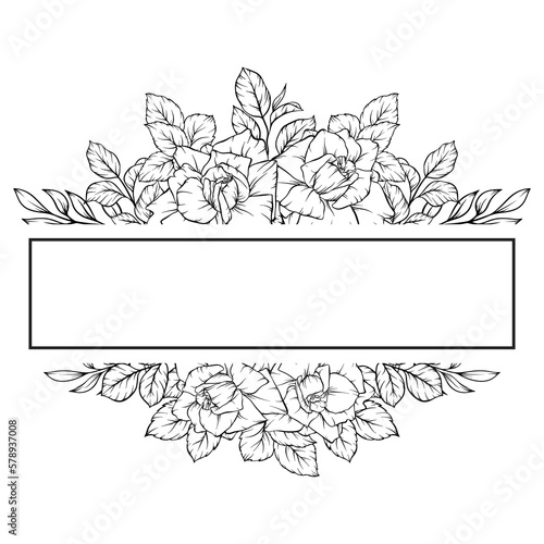 rose flower frame outline decoration