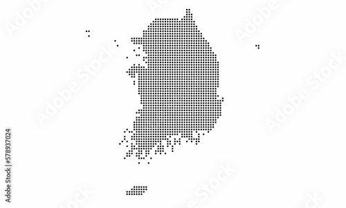 South Korea dotted map with grunge texture in dot style. Abstract vector illustration of a country map with halftone effect for infographic. 