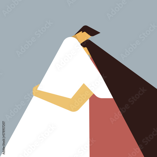 Illustration of caring couple hugging together 
