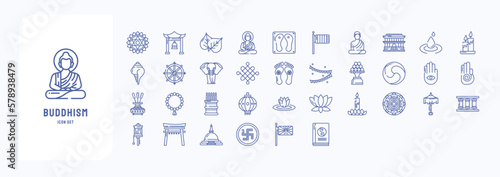 Buddhism and spiritual icon set