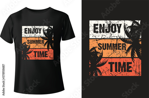 Enjoy summer time summer typography t-shirt design and vector template. photo