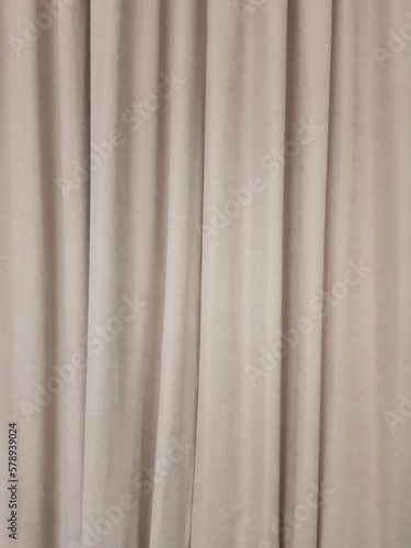 Beige abstract curtains, fabric background