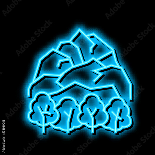 tundra landscape neon glow icon illustration