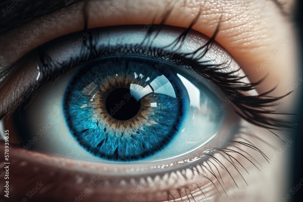 Fototapeta premium Stunning Close-Up of Realistic Blue Eye with Soft Shadows