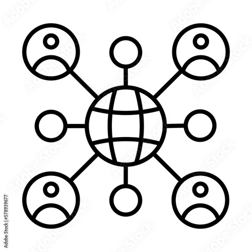 Business icon with networking icon. the networking icon depicts business collaboration with relationships with third parties.