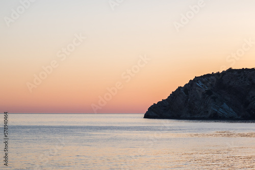 Sunset over the open sea