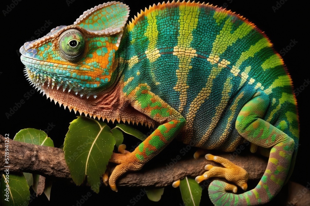 Fototapeta premium Oustalet's chameleon, also known as the Malagasy gigantic chameleon (Furcifer oustaleti), is a big endemic chameleon species found only in Ambalavao, Madagascar. Typical of the animals of Madagascar