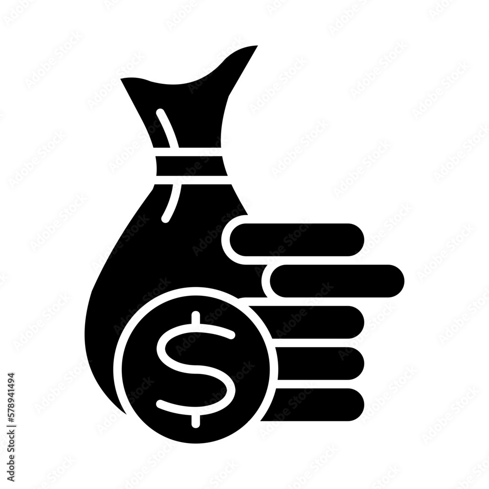 Business icon with money icon. The money icon is depicted with a pile of coins and a dollar pictogram. Business icon with money icon. The money icon is depicted with a pile of coins and a dollar pictogram.