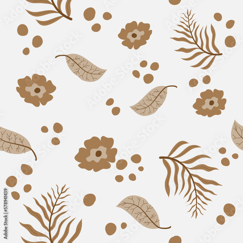 Branches and twigs with leaves vintage pattern
