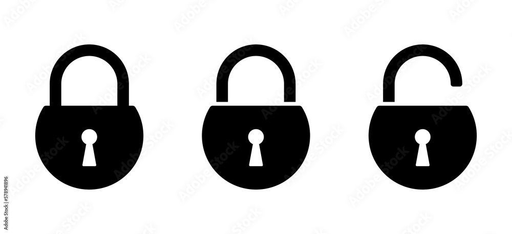 Closed and open locks vector icons Closed and open locks vector icons