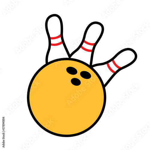 bowling game ball hit pins icon symbol vector illustration
