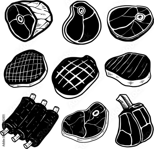 Beef hand drawn illustrations doodle vector