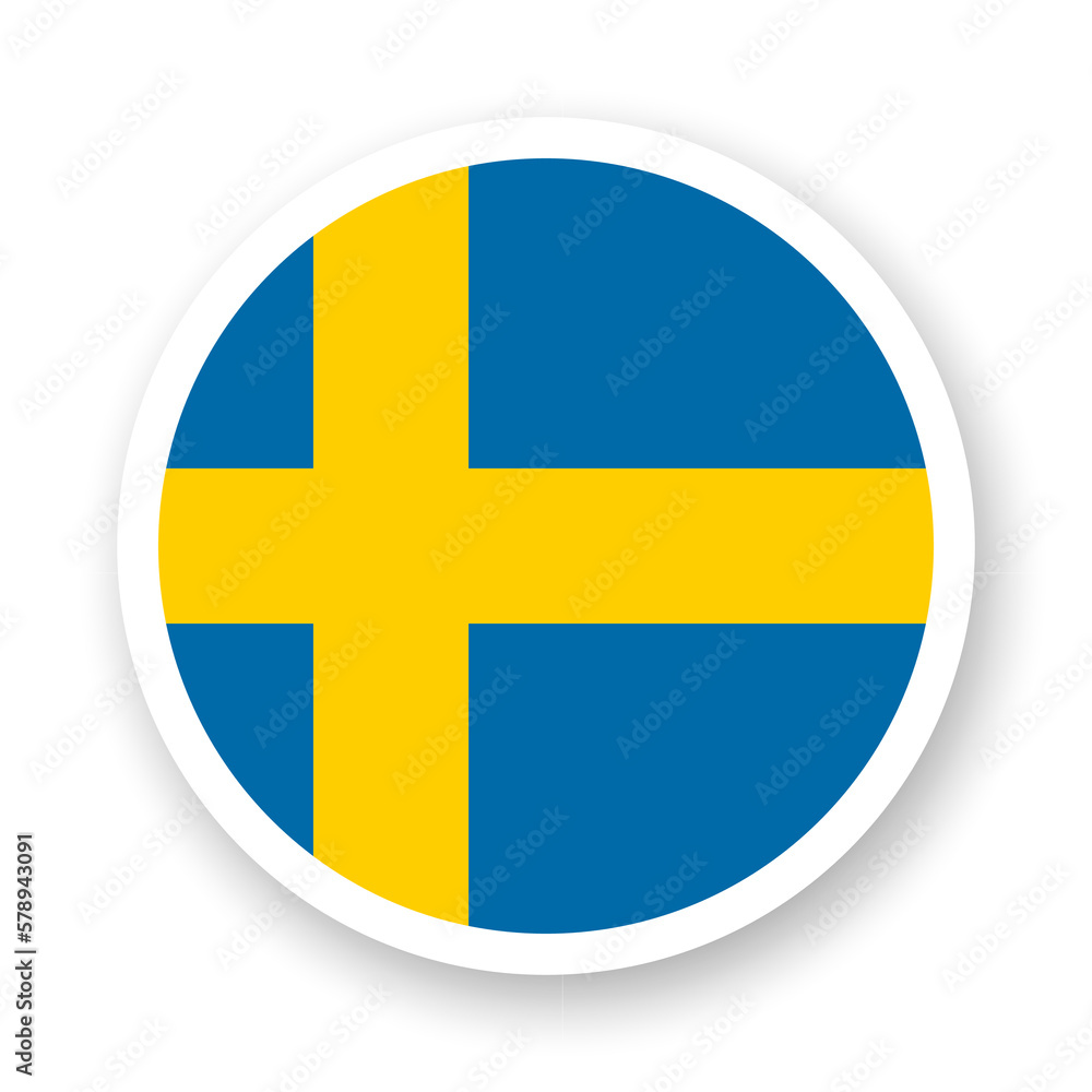 Flag of Sweden flat icon. Round vector element with shadow underneath. Best for mobile apps, UI and web design. Flag of Sweden flat icon. Round vector element with shadow underneath. Best for mobile apps, UI and web design.