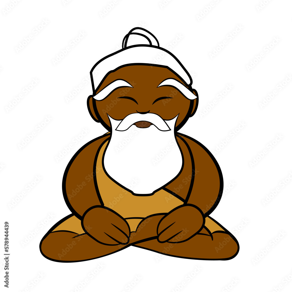 Old Guru Monk Meditate cute vector illlustration Old Guru Monk Meditate cute vector illlustration