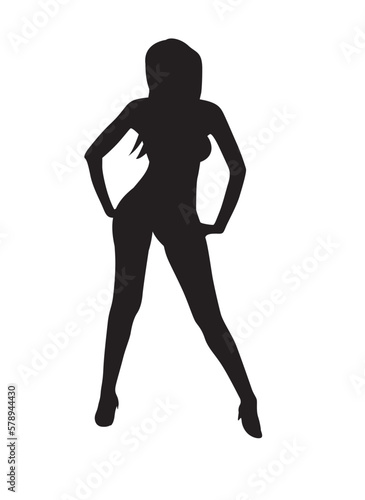 naked sexy  girl with high heels silhouette posing for a photo vector graphic