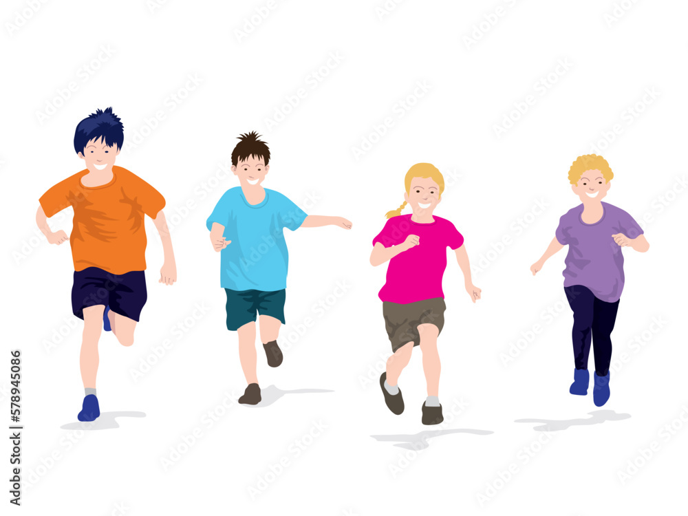 Kids Running Together in illustration graphic vector Kids Running Together in illustration graphic vector