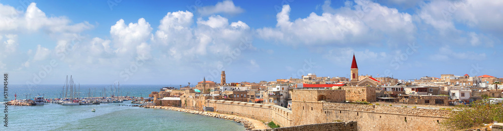 Panoramic view of the Old city of Acre (Akko). Mediterranean. Israel Panoramic view of the Old city of Acre (Akko). Mediterranean. Israel