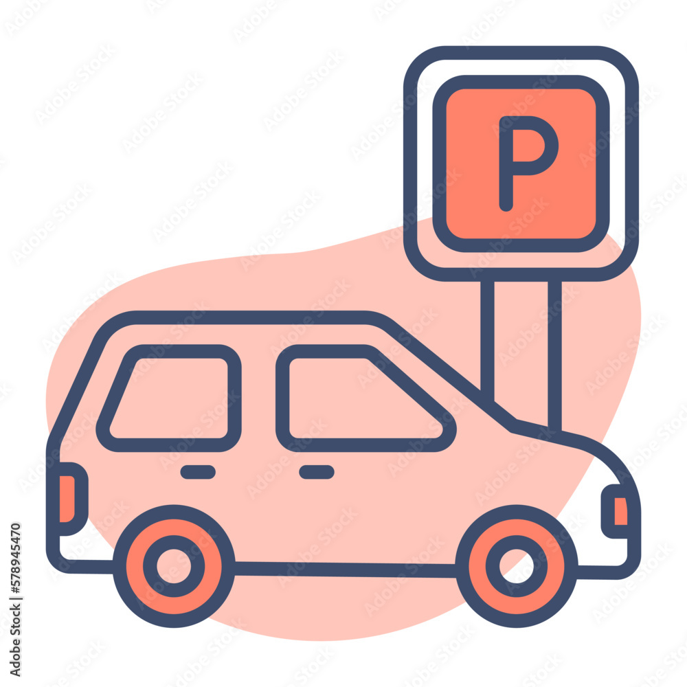 Parking board with car, vector design of car parking in editable style Parking board with car, vector design of car parking in editable style
