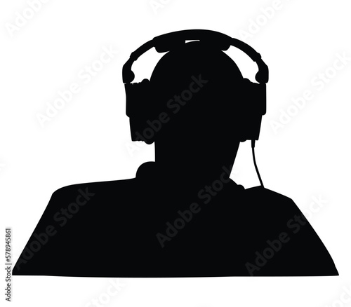 man wearing headset silhouette icon design. office purpose concept.