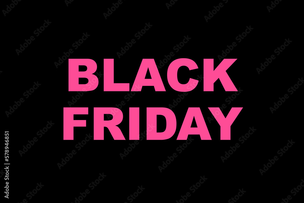 Black Friday red pink magenta text on black background.
