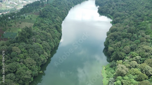 The mystical and magical beauty of the Ranjeng lake which can hypnotize every visitor and the footage is taken using a drone which is located in a hidden village above the clouds in Indonesia