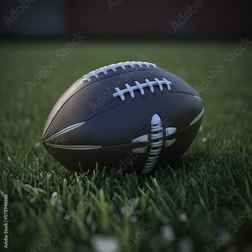 Close - up of an american football ball on the field 4k, hyper realistic