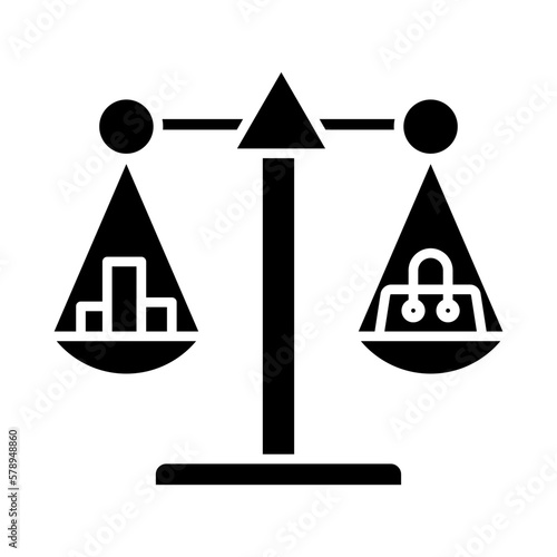 Business icon with supply and demand icon. supply and demand is described by the balance of market supply and demand scales