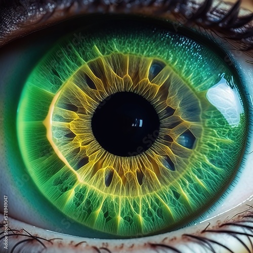 Human green eye supermacro closeup background. 4k, hyper realistic