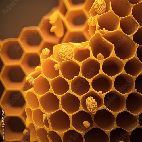 Yellow Honeycomb closeup background 4k  hyper realistic