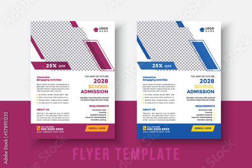 Kids Education Flyer - Kids Back to School Education Admission flyer Layout Template. Back to School Flyer. School Admission Template.  Education Flyer, Poster brochure.