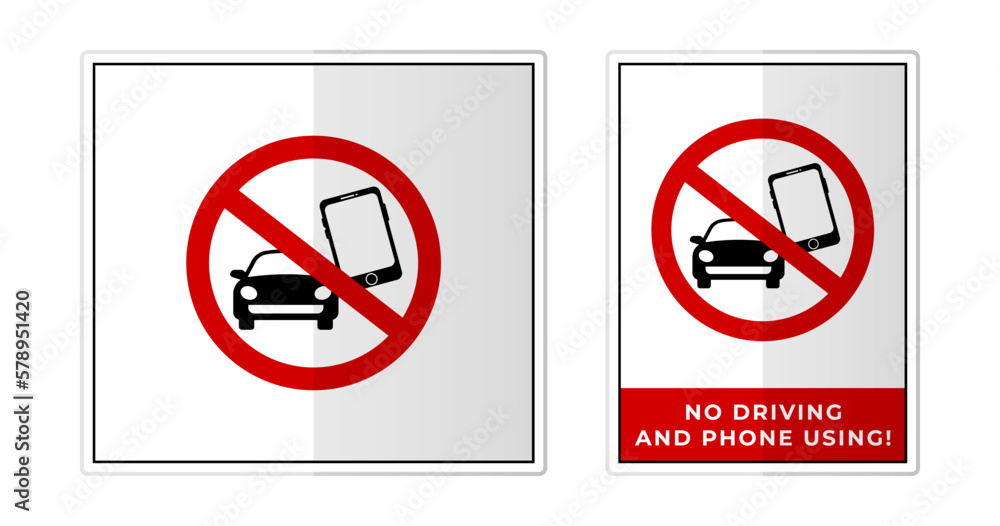 No driving and phone using Sign Label Symbol Icon Vector Illustration No driving and phone using Sign Label Symbol Icon Vector Illustration