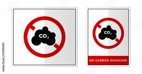 No carbon emission Sign Label Symbol Icon Vector Illustration