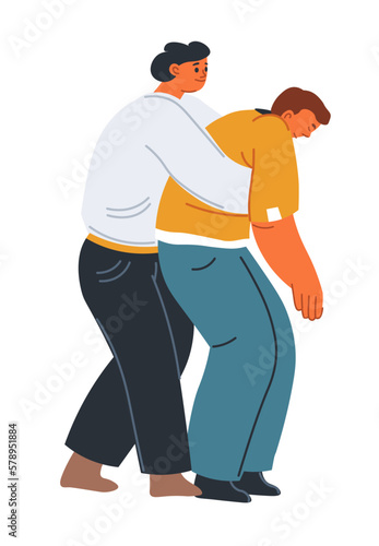 Help choking person, emergency assistance vector