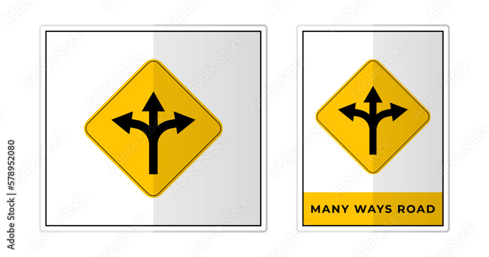 Many ways road Sign Label Symbol Icon Vector Illustration Many ways road Sign Label Symbol Icon Vector Illustration