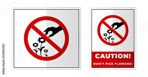 Don't pick flowers Sign Label Symbol Icon Vector Illustration