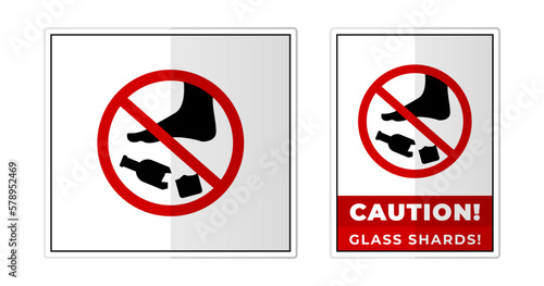 Danger Glass Shards Caution Sign Label Symbol Icon Vector Illustration