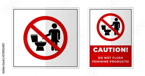 Do Not Flush Feminine Products Sign Label Symbol Icon Vector Illustration