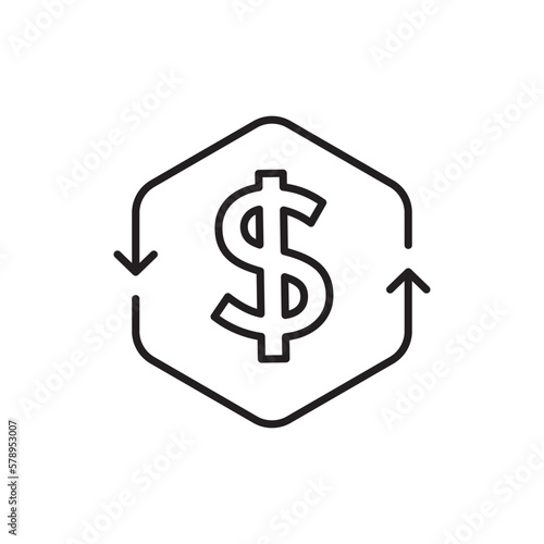simple cash flow icon with thin line dollar sign. flat stroke trend modern lineart cashflow logotype graphic design isolated on white background. concept of global monetary policy or wealth conversion