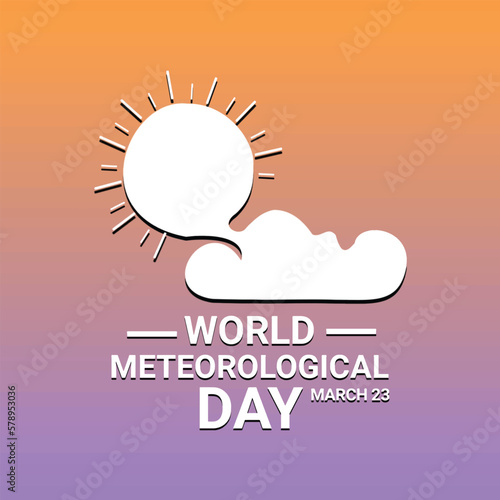 World Meteorological Day. March 23. Sun and cloud shape icon. shape design icon. Gradient background. Poster, banner, card, background. Vector illustration