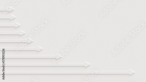 横に伸びる矢印グラフのある余白の広い白い3D背景素材 photo